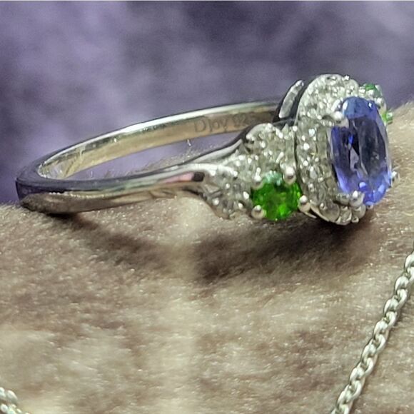 AAA Tanzanite & Multi Gemstone Halo Ring & Pendant Necklace - Picture 11 of 16